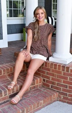 Andree - 17202-2-PP - 6222 Glowing With Happiness Print Top - Brown