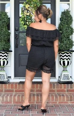 Andree - R10034-PP - 51122 Still Your Girl Swiss Dot Romper - Black