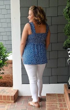 HeySon - ET10241PD - 52822 My Girl Print Top - Blue TOPS