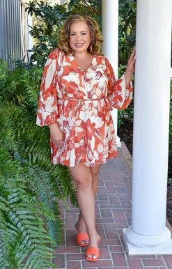 Flying Tomato - ID18363-PP - 102421 Call Me Sweetie Floral Dress - Rust