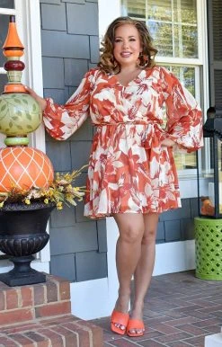 Flying Tomato - ID18363-PP - 102421 Call Me Sweetie Floral Dress - Rust