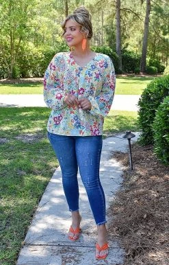 First Love - T11526 - 51222 TOPS Wait For Me Oversized Floral Top - Multi