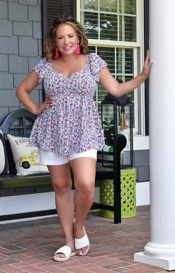 Staccato - 18578B-PP - 52022 TOPS Sweet Laughter Floral Top - Blue