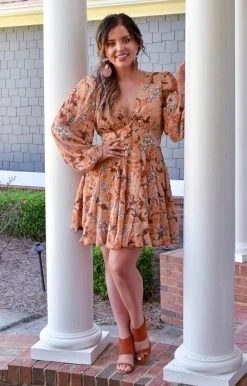 Flying Tomato - ID18498-PP - 101721 DRESSES Hopeful Romantic Floral Dress - Taupe