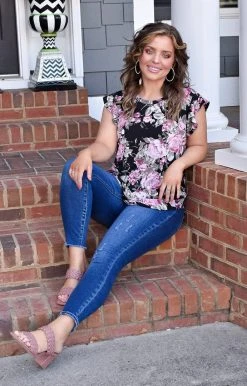 Heimish - BL-ST1596-41 - 21922 Gentle Blooms Floral Top - Black TOPS