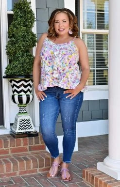 Staccato - 18392A-PP - 22522 Brighten Your Life Floral Top - Ivory/Multi