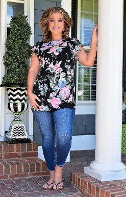 Heimish - Bl-ST2056-10 - 41422 TOPS Can't Deny You Floral Top - Black