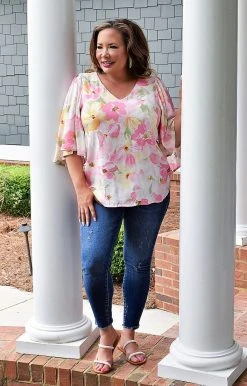 Andree - 19163-2 - 41822 Always Lovely Floral Top - Pink