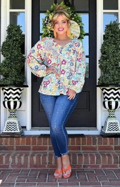 First Love - T11526 - 51222 TOPS Wait For Me Oversized Floral Top - Multi