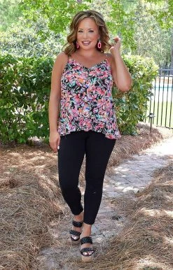 Staccato - 18392A-PP - 62822 Absolutely Certain Floral Top - Black/Multi TOPS