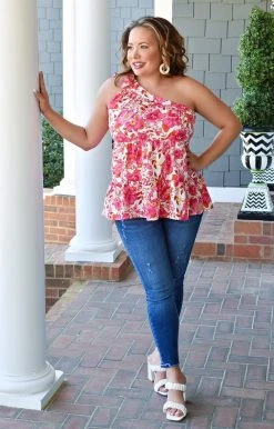 Staccato - 18612A-PP - 22622 Great Days Ahead Floral Top - Red/Pink