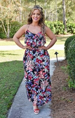 Heimish - BL-ED5008-15 - 4422 DRESSES Romantic Feelings Floral Maxi Dress - Black