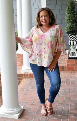 Andree - 19163-2 - 41822 Always Lovely Floral Top - Pink