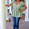 Staccato - 18578B-PP - 51722 Sweet Laughter Floral Top - Green TOPS