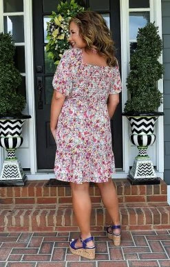 First Love - D11280 - 71822 Playing Mind Games Floral Dress - Hot Pink