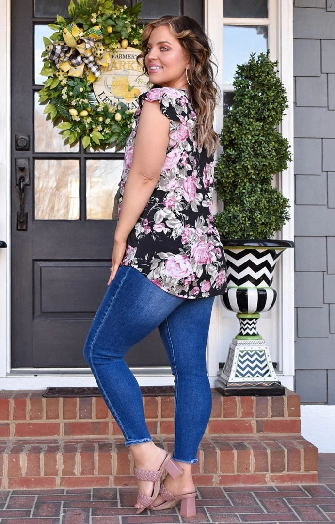 Heimish - BL-ST1596-41 - 21922 Gentle Blooms Floral Top - Black TOPS