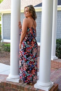 Heimish - BL-ED5008-15 - 4422 DRESSES Romantic Feelings Floral Maxi Dress - Black