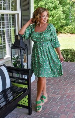First Love - D11813 - 72122 DRESSES Make Your Life Easy Floral Dress - Green