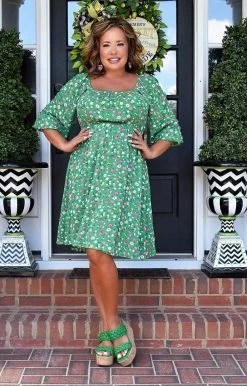 First Love - D11813 - 72122 DRESSES Make Your Life Easy Floral Dress - Green