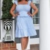 White Birch - D90163XL - 52822 Perfect Day Out Gingham Dress - Light Blue DRESSES