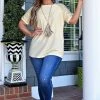 YFW - 10558 - 51922 TOPS Good Moods Sequin Top - Beige