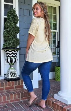 YFW - 10558 - 51922 TOPS Good Moods Sequin Top - Beige