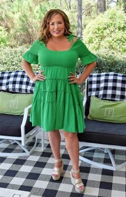 White Birch - D90050P - 32222 Steady Heart Dress - Kelly Green