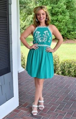 First Love - ID175 - 72522 Destined For Romance Embroidered Dress - Kelly Green