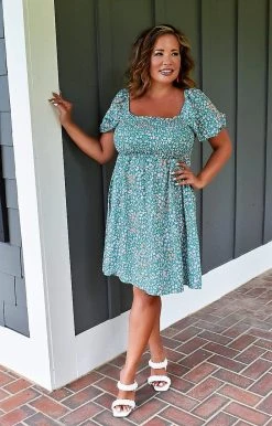 First Love - D1141 - 71122 Weekend Brunch Floral Dress - Green/Multi DRESSES
