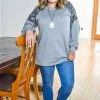 Southern Grace - 6454E - 111120 Won't Be Hiding Pullover - Camo/Gray Sweaters