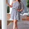 Caramela - CD8305-SHERILYN - 12622 A Simple Hello Print Dress - Slate