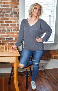 HeySon - HT1292PD - 120120 Burn It Up Oversized Sweater - Charcoal