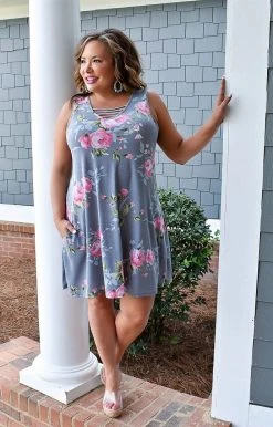 Heimish - BL-SD1216-14 - 32622 DRESSES Priceless Moment Floral Dress - Gray