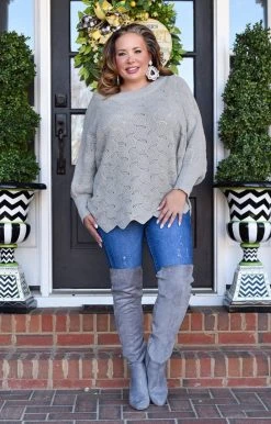 Andree - 15923-4 - 11822 Crush On You Oversized Sweater - Gray