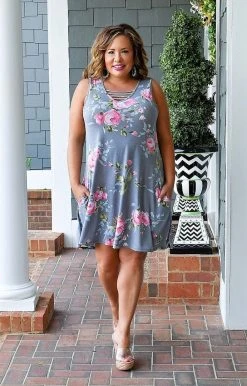 Heimish - BL-SD1216-14 - 32622 DRESSES Priceless Moment Floral Dress - Gray