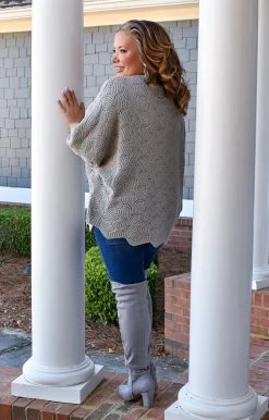 Andree - 15923-4 - 11822 Crush On You Oversized Sweater - Gray