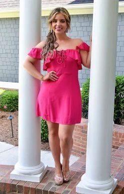 Main Strip - LD50758X - 5222 Keep On Dreaming Dress - Fuchsia DRESSES