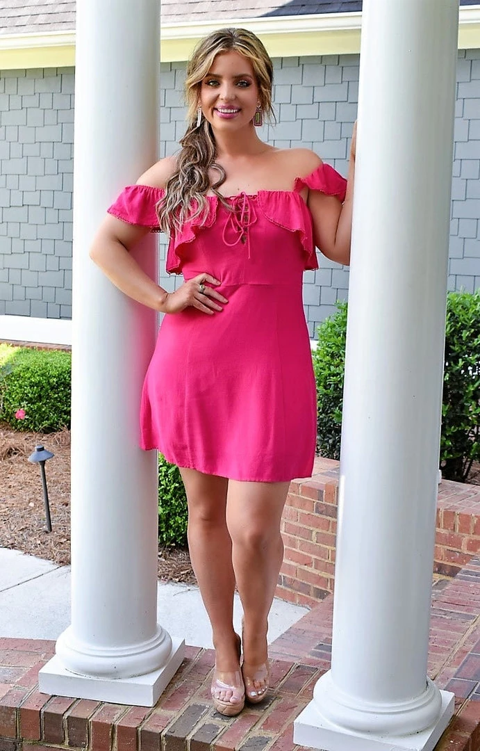 Main Strip - LD50758X - 5222 Keep On Dreaming Dress - Fuchsia DRESSES