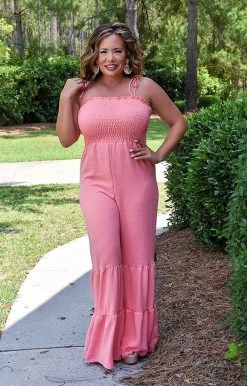 Vision - JP117PP - 61122 New Found Love Jumpsuit - Coral BOTTOMS