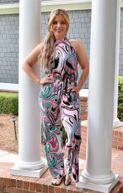 First Love - J11897 - 71322 Color Me Surprised Print Jumpsuit - Multi BOTTOMS