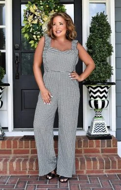 Gee Gee - WR8378 - 71422 Feel The Flow Gingham Jumpsuit - Black