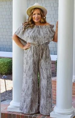 Caramela - CR5250-CHRISTINA - 92821 I Adore You Snake Print Jumpsuit - Taupe BOTTOMS