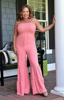 Vision - JP117PP - 61122 New Found Love Jumpsuit - Coral BOTTOMS