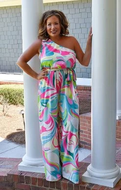 Flying Tomato - IP7385-PP - 7322 BOTTOMS Beautiful Outcomes Print Jumpsuit - Multi