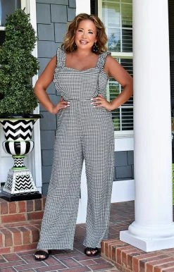 Gee Gee - WR8378 - 71422 Feel The Flow Gingham Jumpsuit - Black