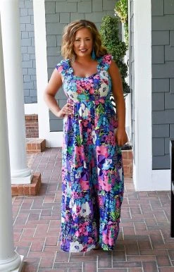 Hailey & Co - IR6902 - 7722 BOTTOMS Dancing In The Garden Floral Jumpsuit - Multi