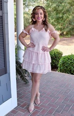 Andree - 94525-PP - 2522 Bring It Back Lace Dress - Blush DRESSES