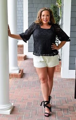 Andree - T10190 - 41922 A Good Start Lace Top - Black TOPS