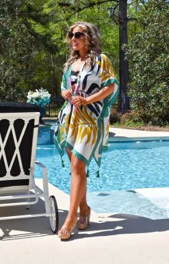 KW Fashion - 210168 - 33022 Tropical Oasis Print Kimono - Multi SWIMWEAR