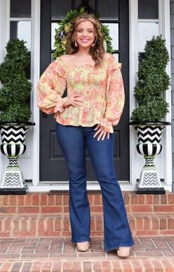 Flying Tomato - IT11512 - 31722 Your Own Path Floral Top - Citrus TOPS